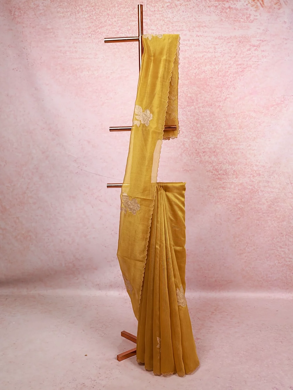 Mustard Yellow Tissue Organza Saree