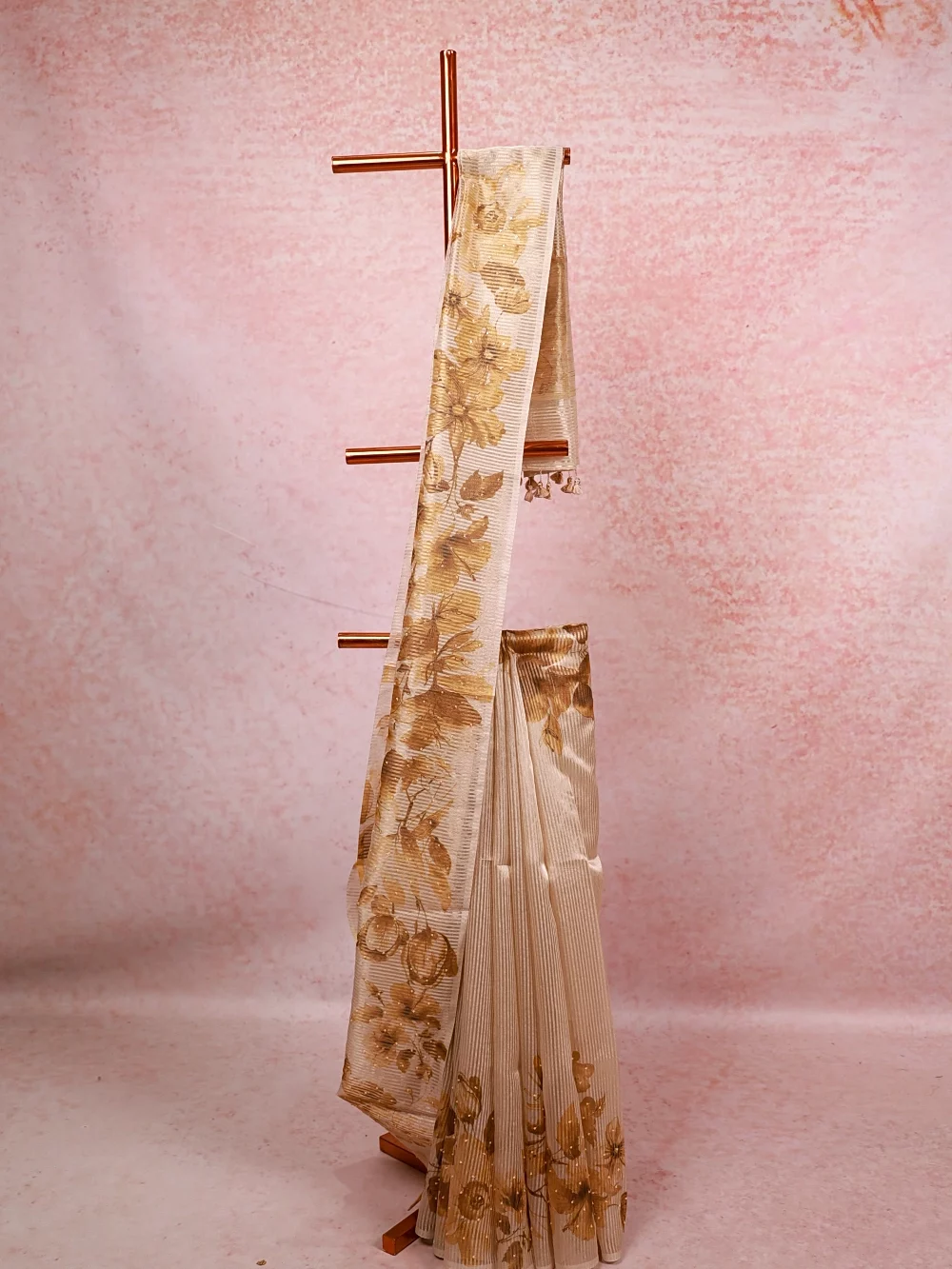 Cream Tissue Organza Saree