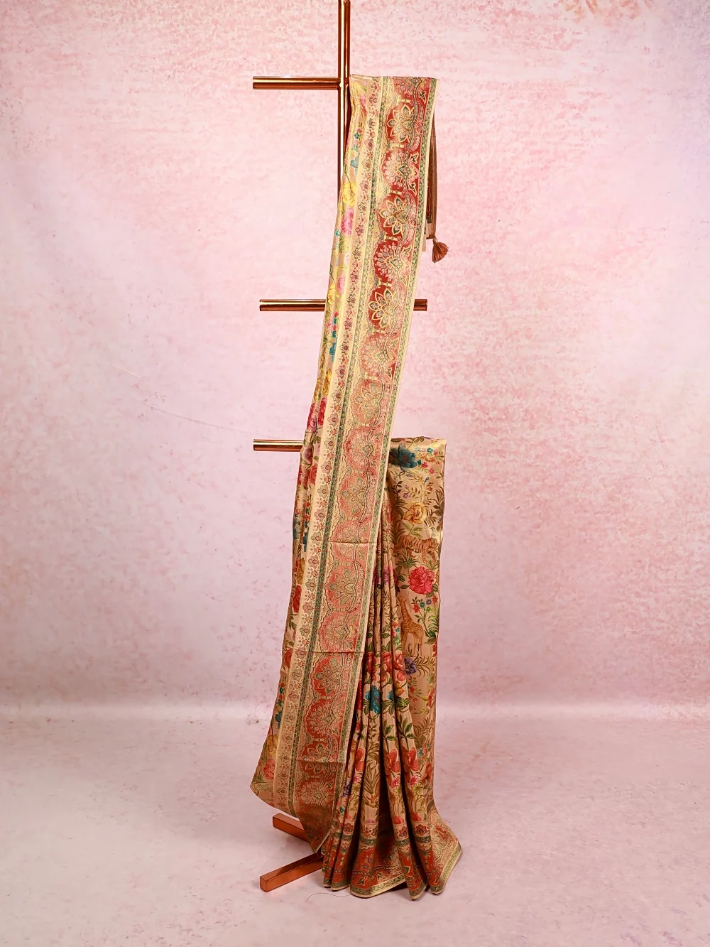 Beige Crepe Saree