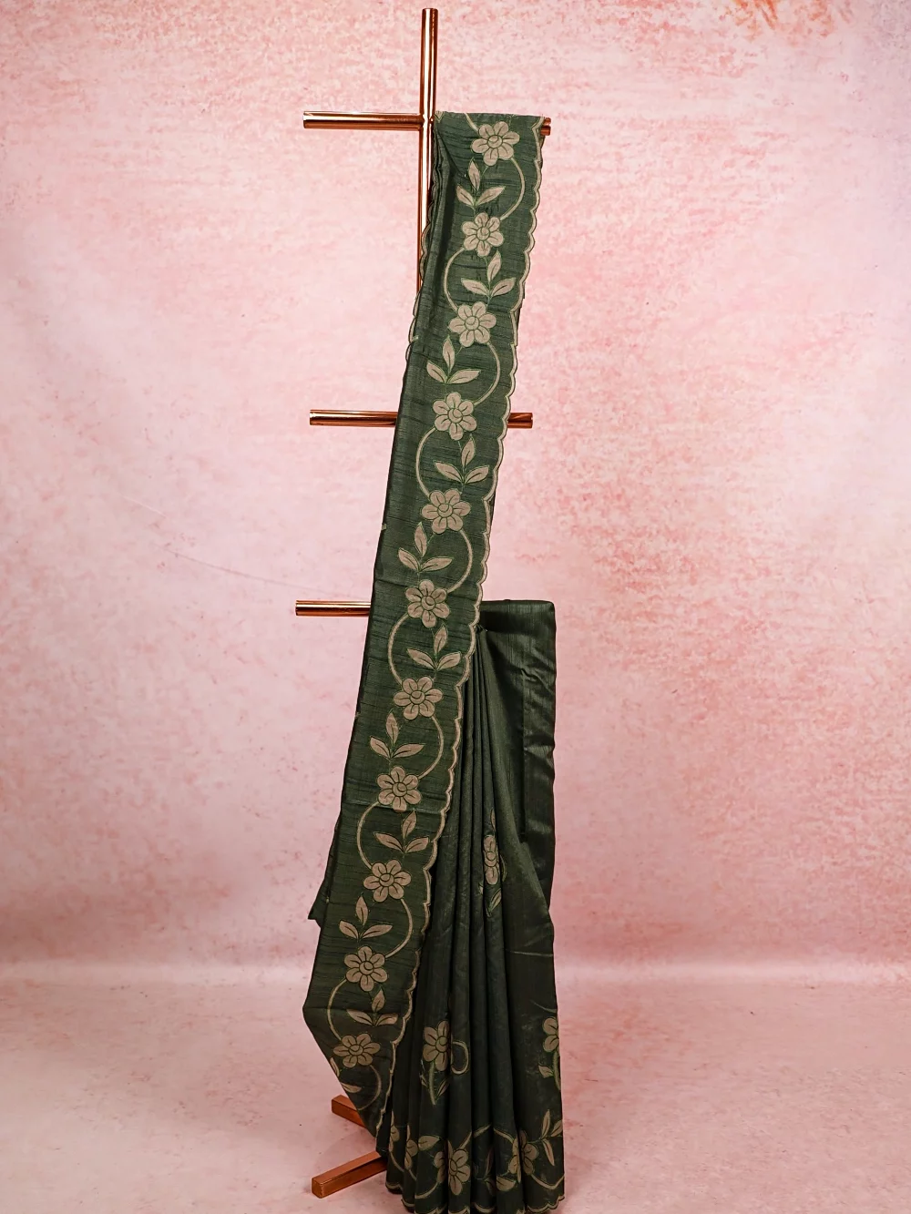Dark Green Semi Silk Saree