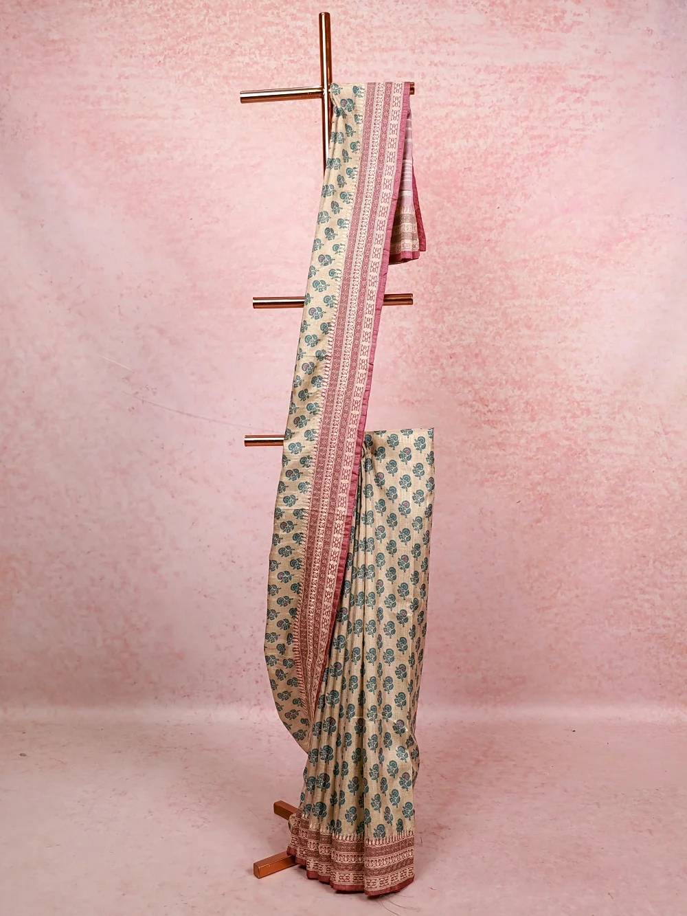 Cream Semi Jute Saree