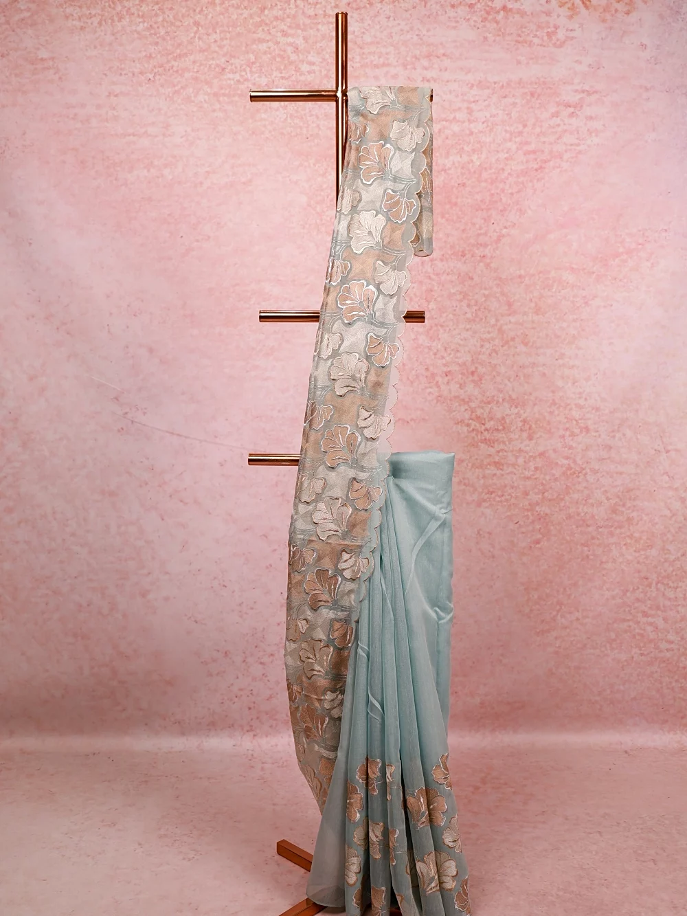 Light Blue Tissue Organza Saree