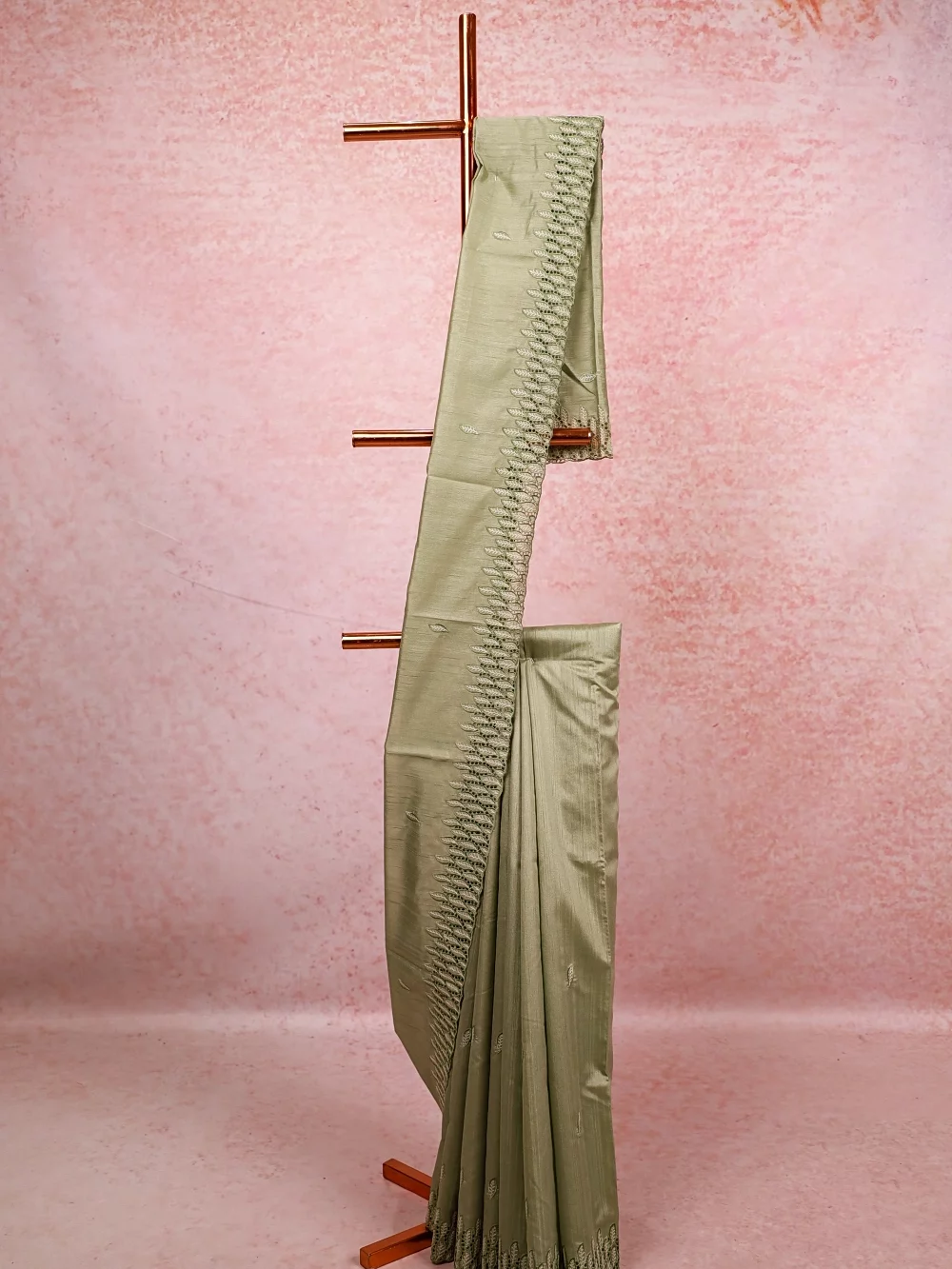 Pastel Green Semi Silk Saree