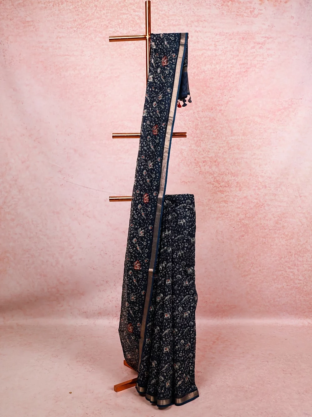 Navy Blue Kota Doria Saree