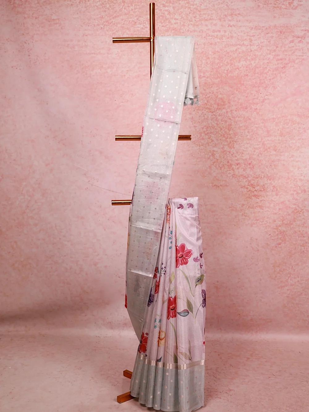 Light Pink Linen Kota Saree