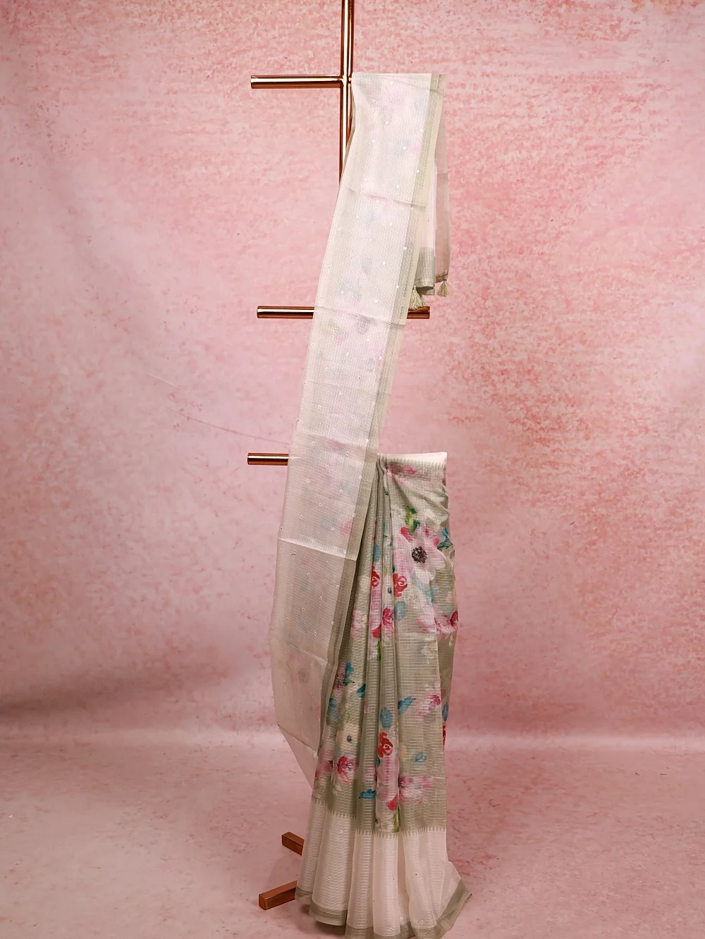 Paris Green Linen Kota Saree