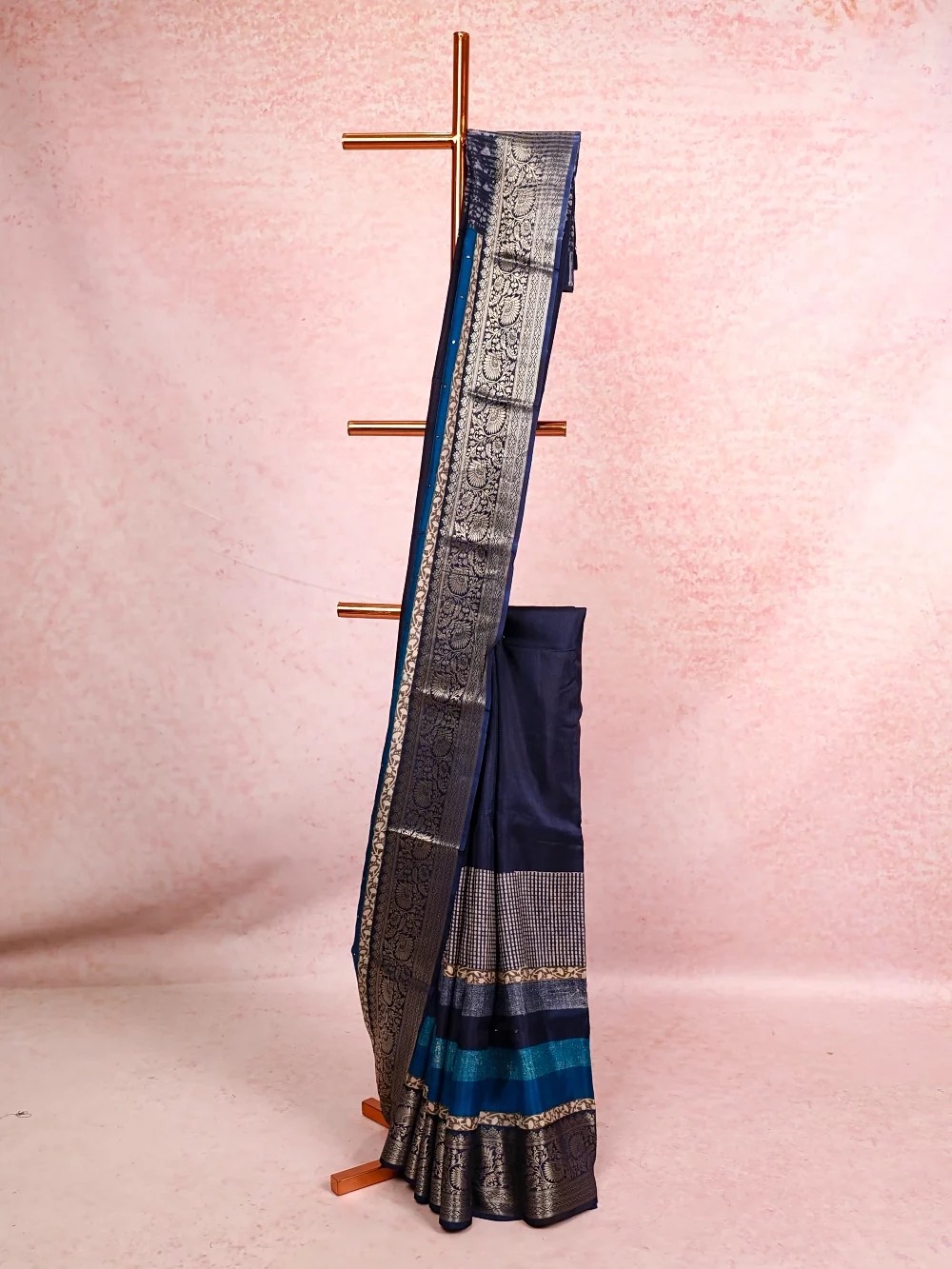 Navy Blue Dola Silk Saree