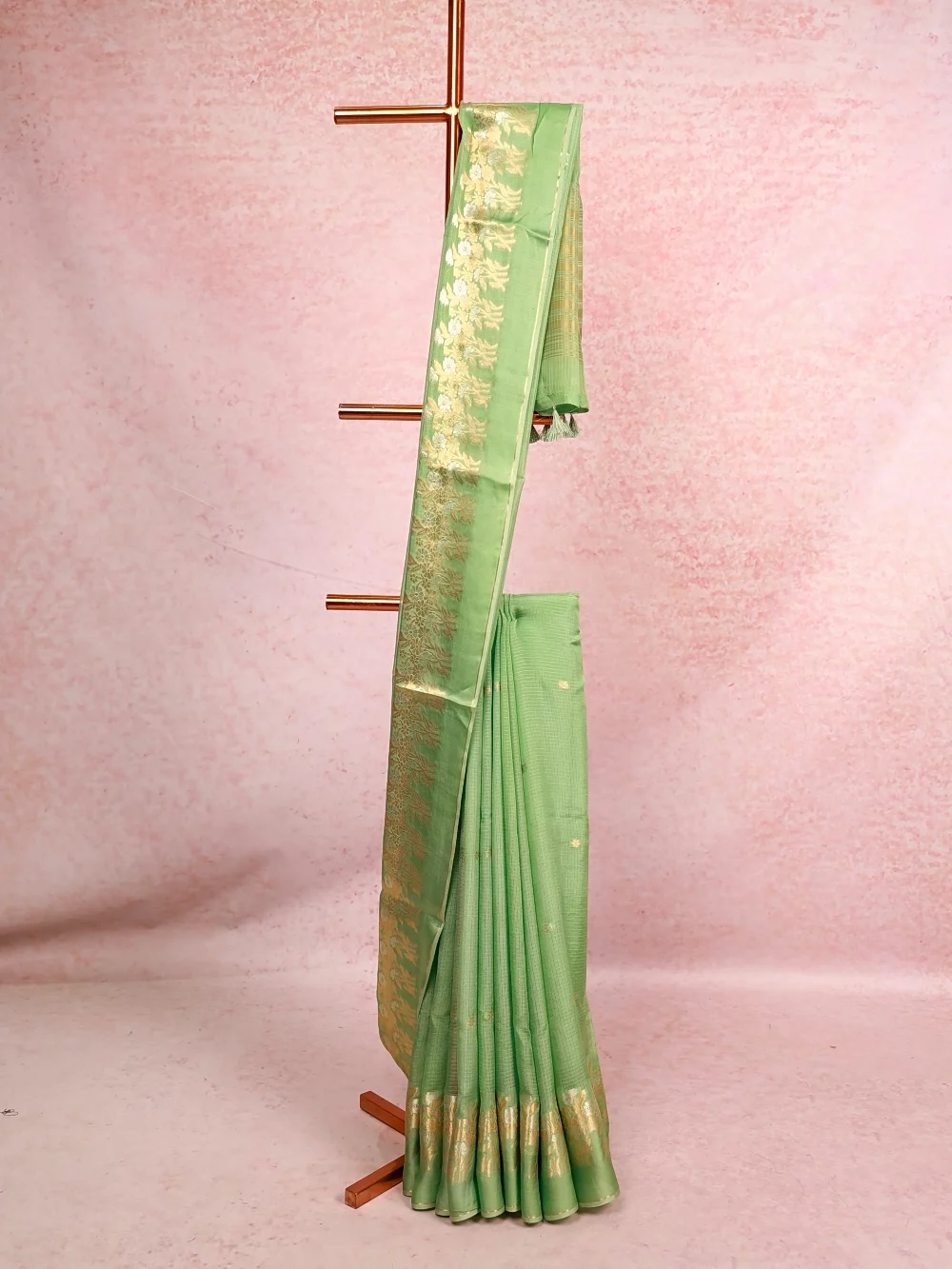 Light Green Tussar Banarasi Saree