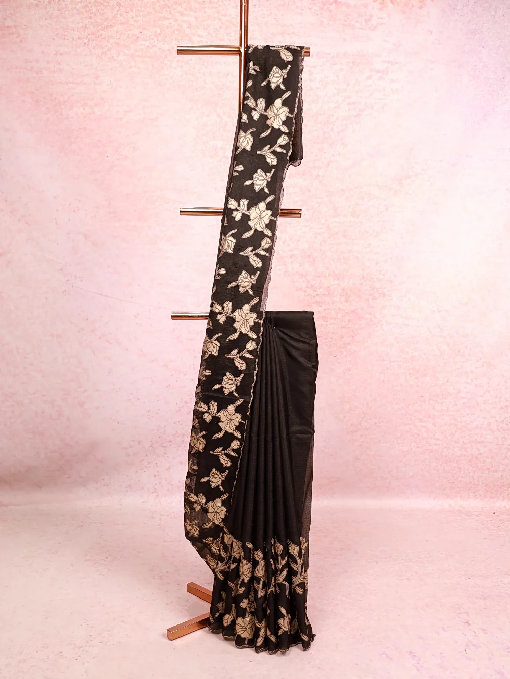 Black Linen Kota Saree