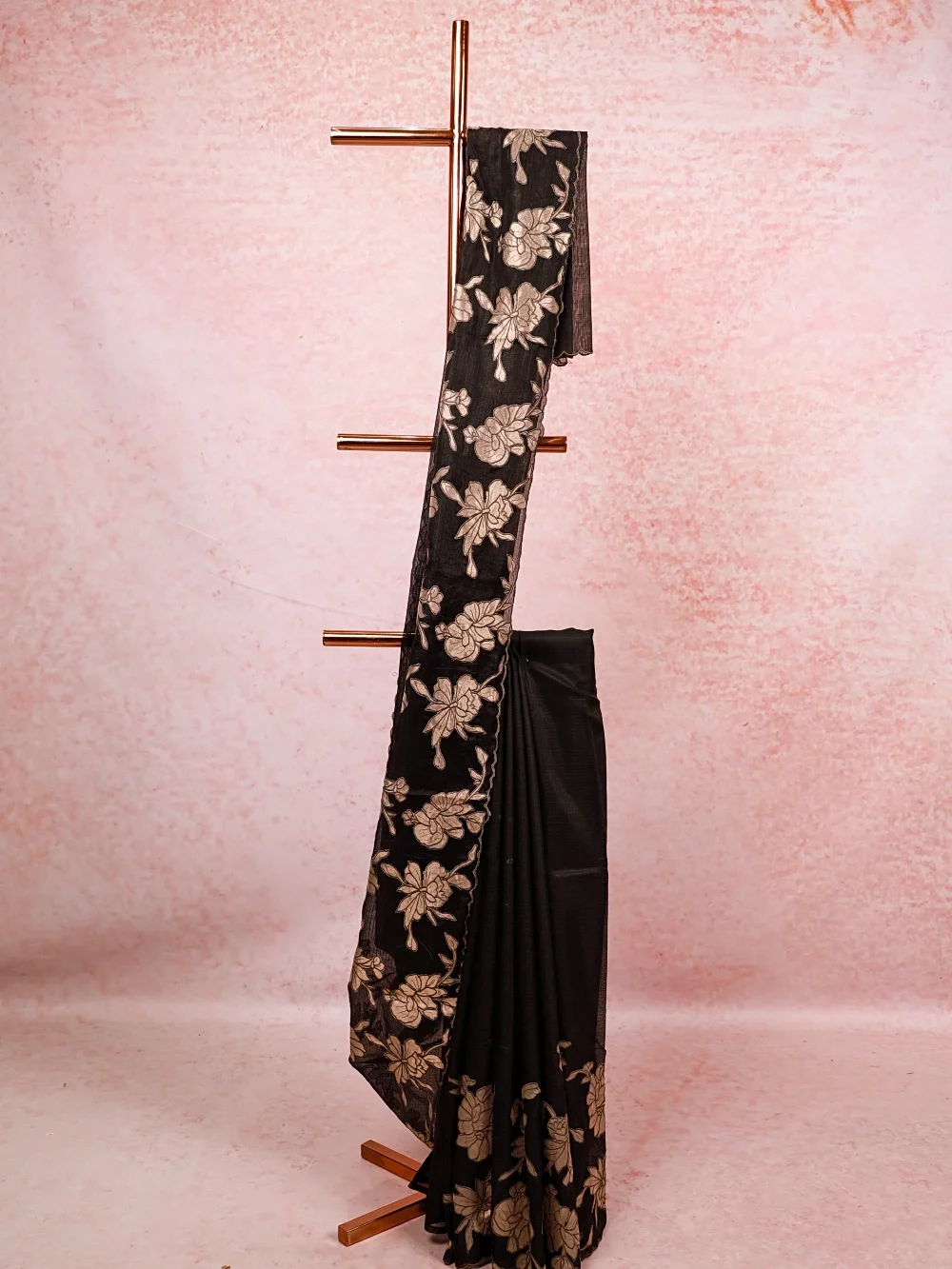 Black Linen Kota Saree