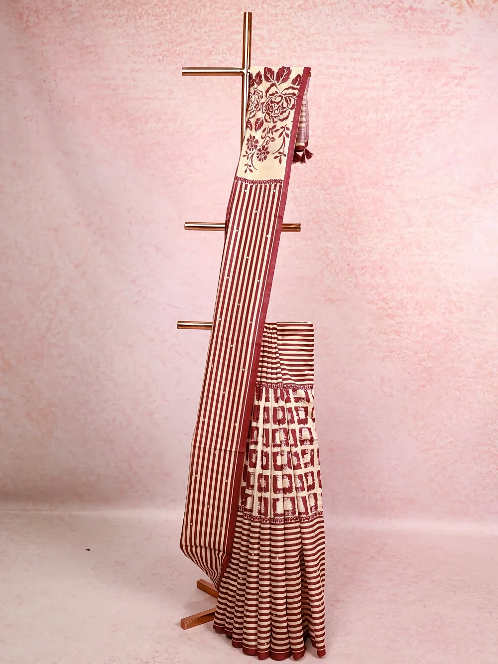 Cream Semi Silk Saree