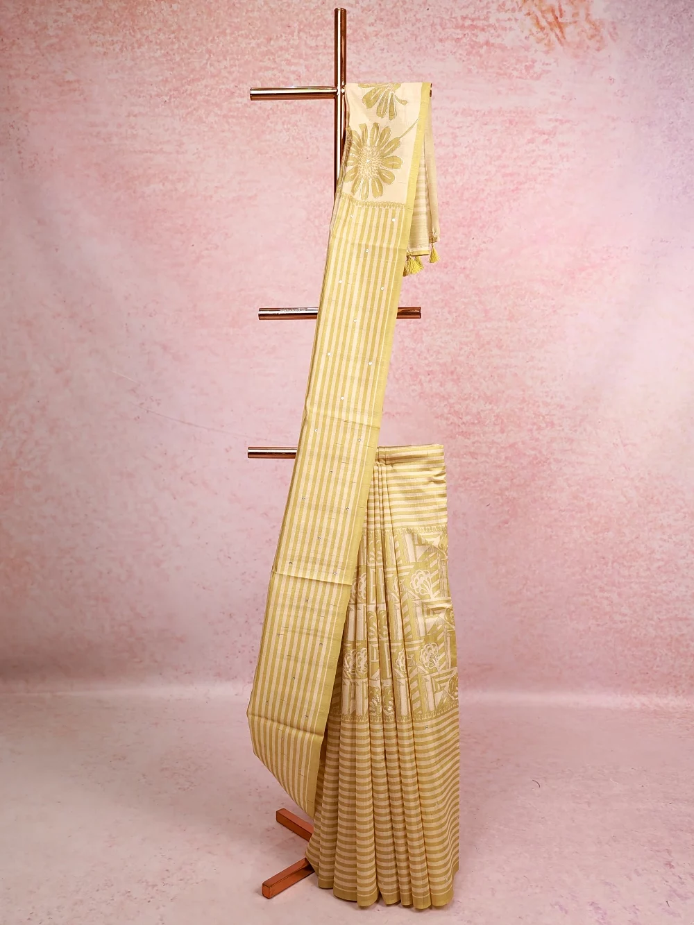 Cream Semi Silk Saree