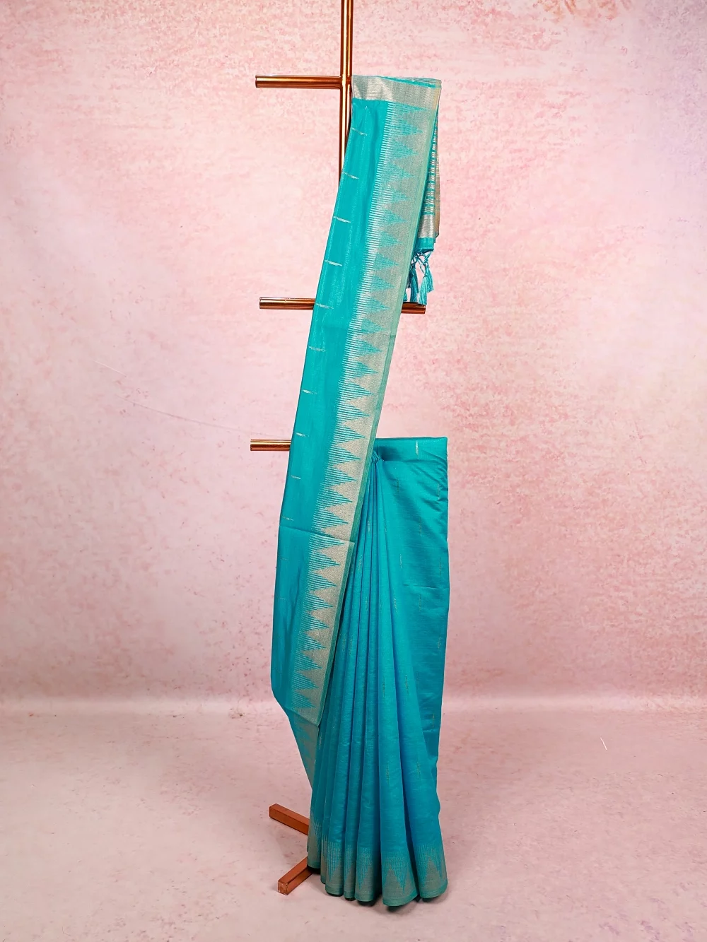 Powder Blue Semi Tussar Saree