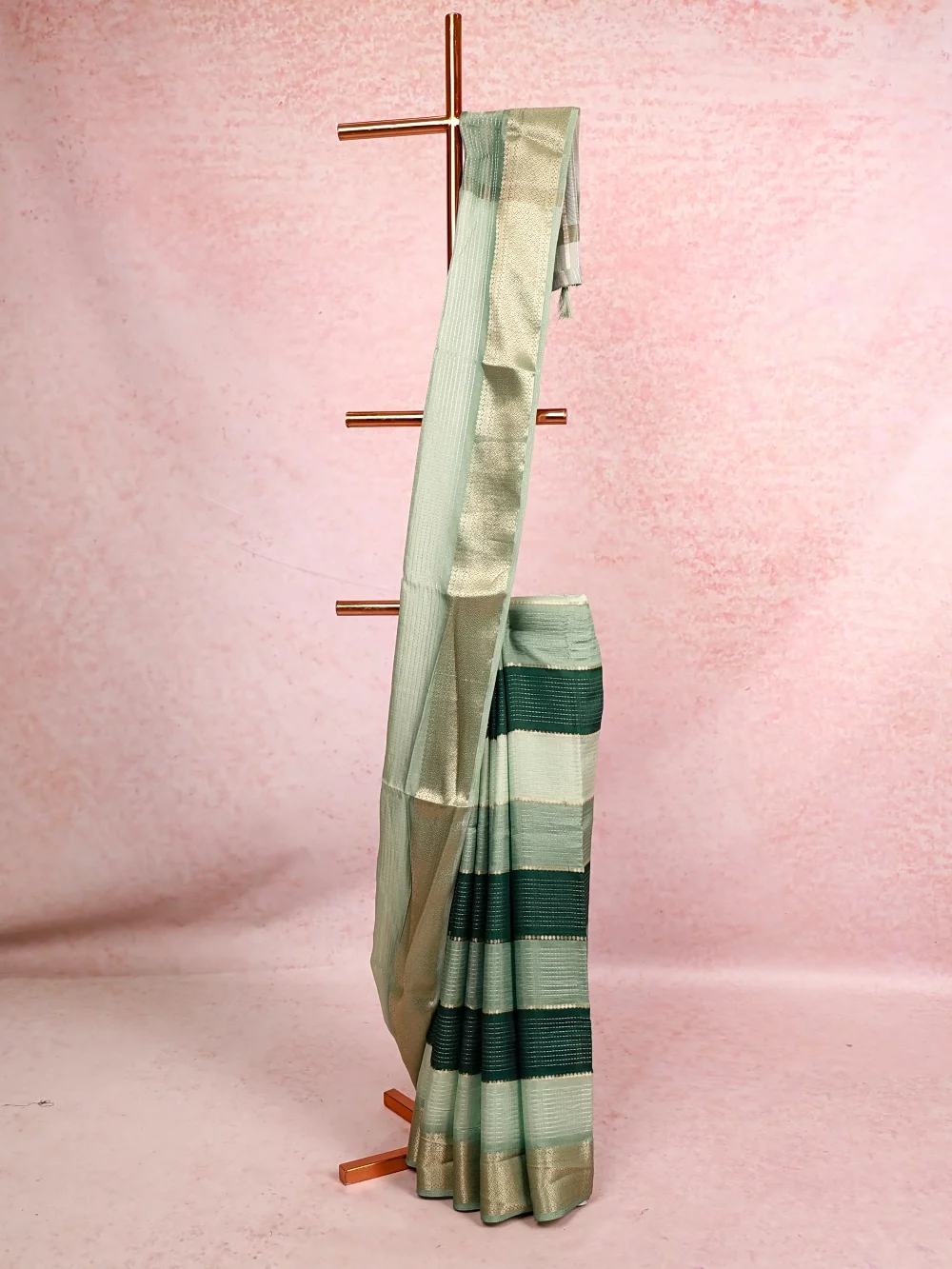 Multi Green Colour Semi Silk Saree