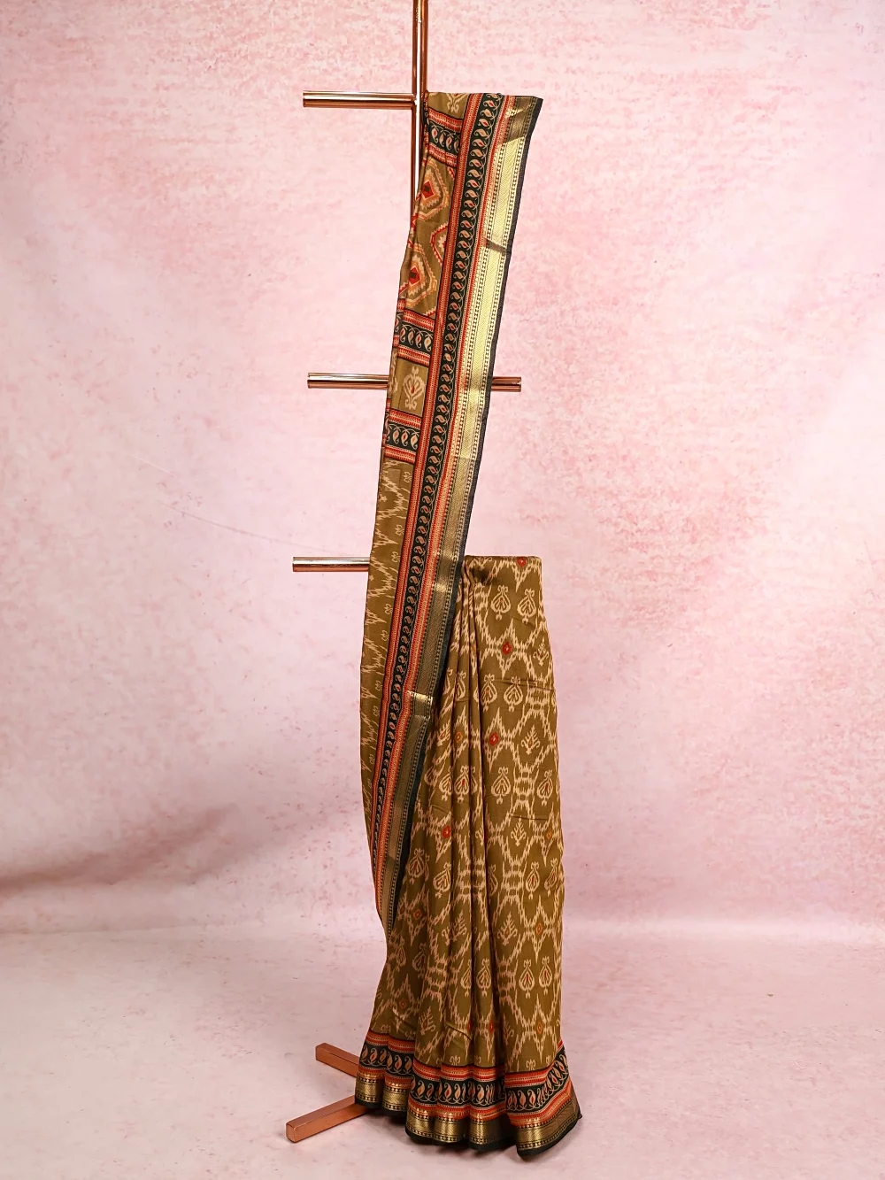 Moss Green Semi Chanderi Saree