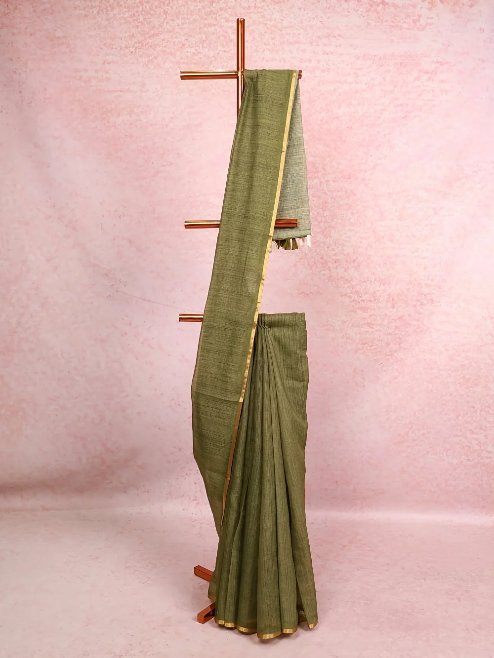 Light Green Semi Linen Kerala Saree