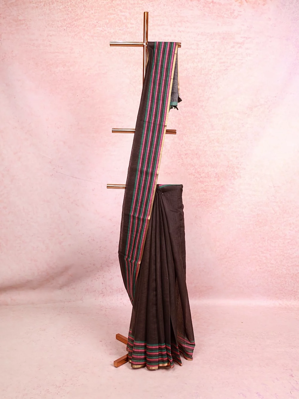 Black Semi Linen Kerala Saree