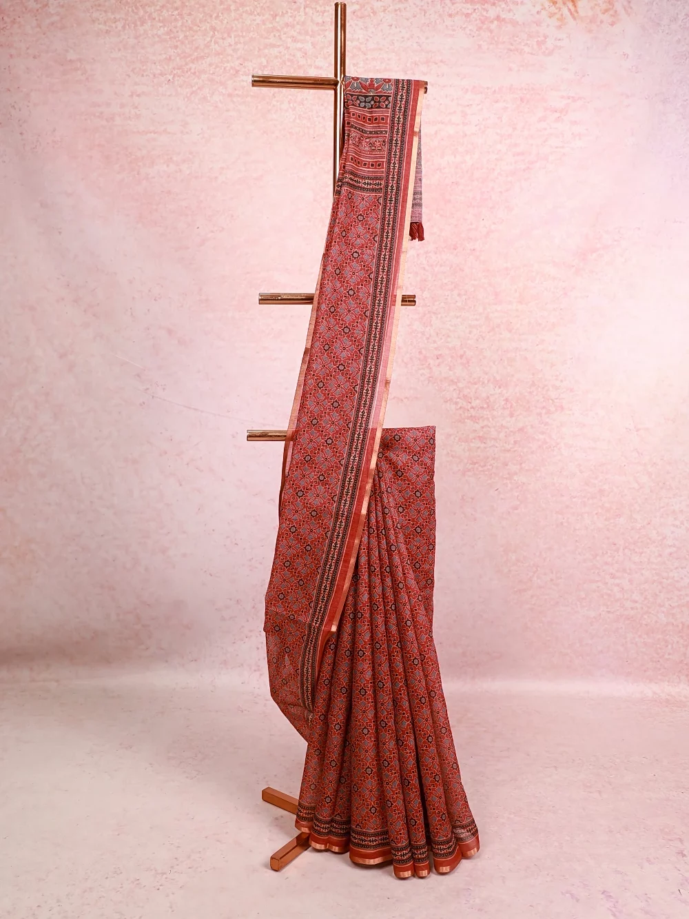 Light Brown Semi Linen Saree