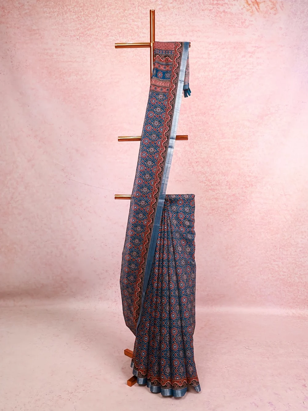 Blue Semi Linen Saree