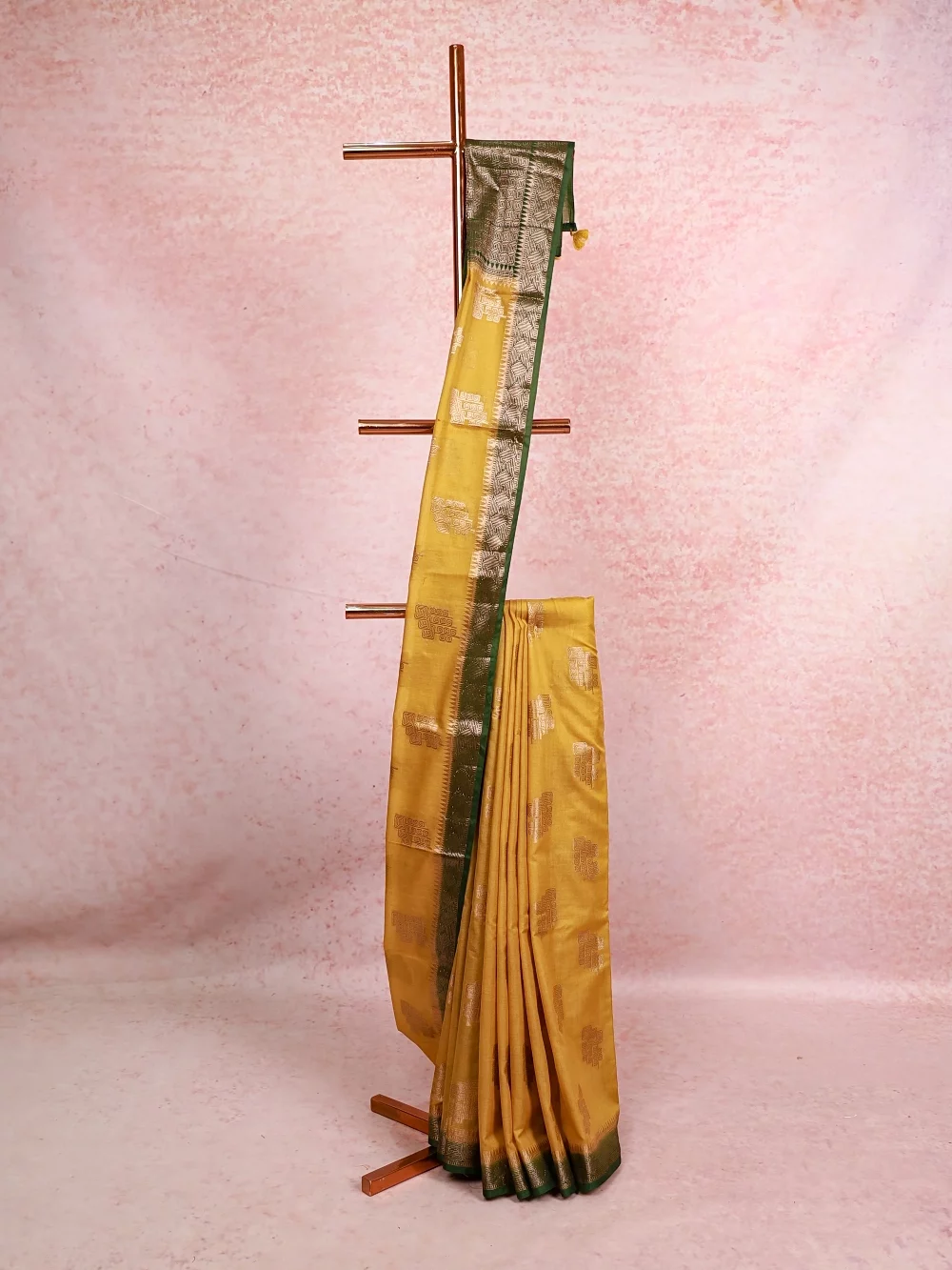 Mustard Yellow Semi Tussar Saree