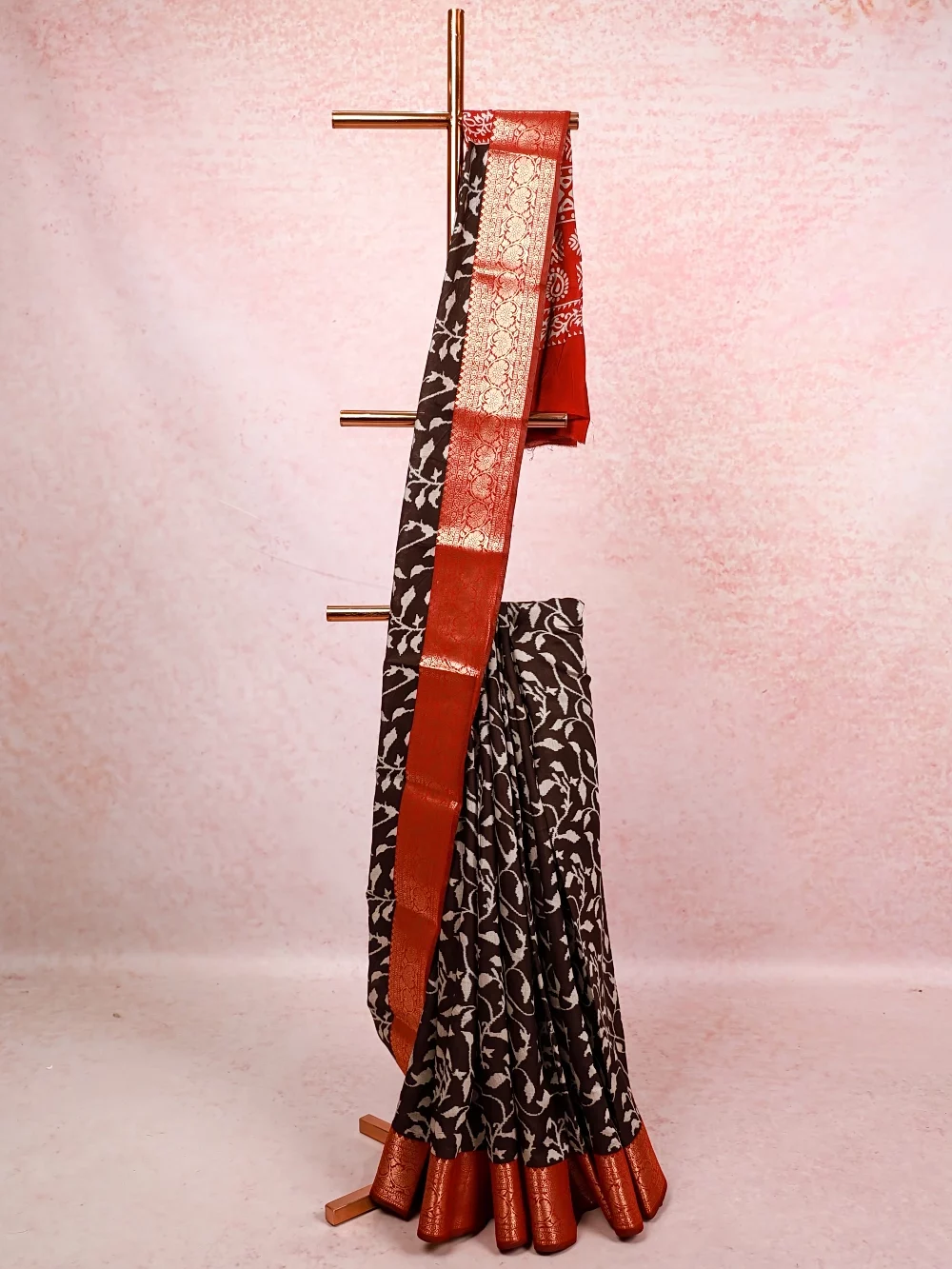 Coffee Brown Semi Chanderi Saree