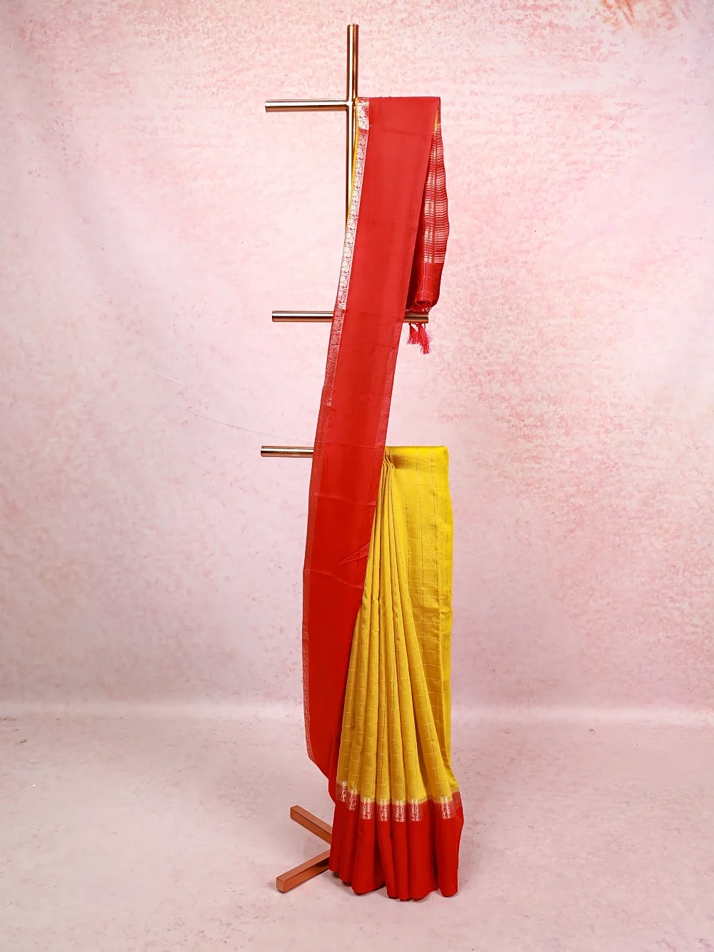 Mustard Yellow Crepe Saree