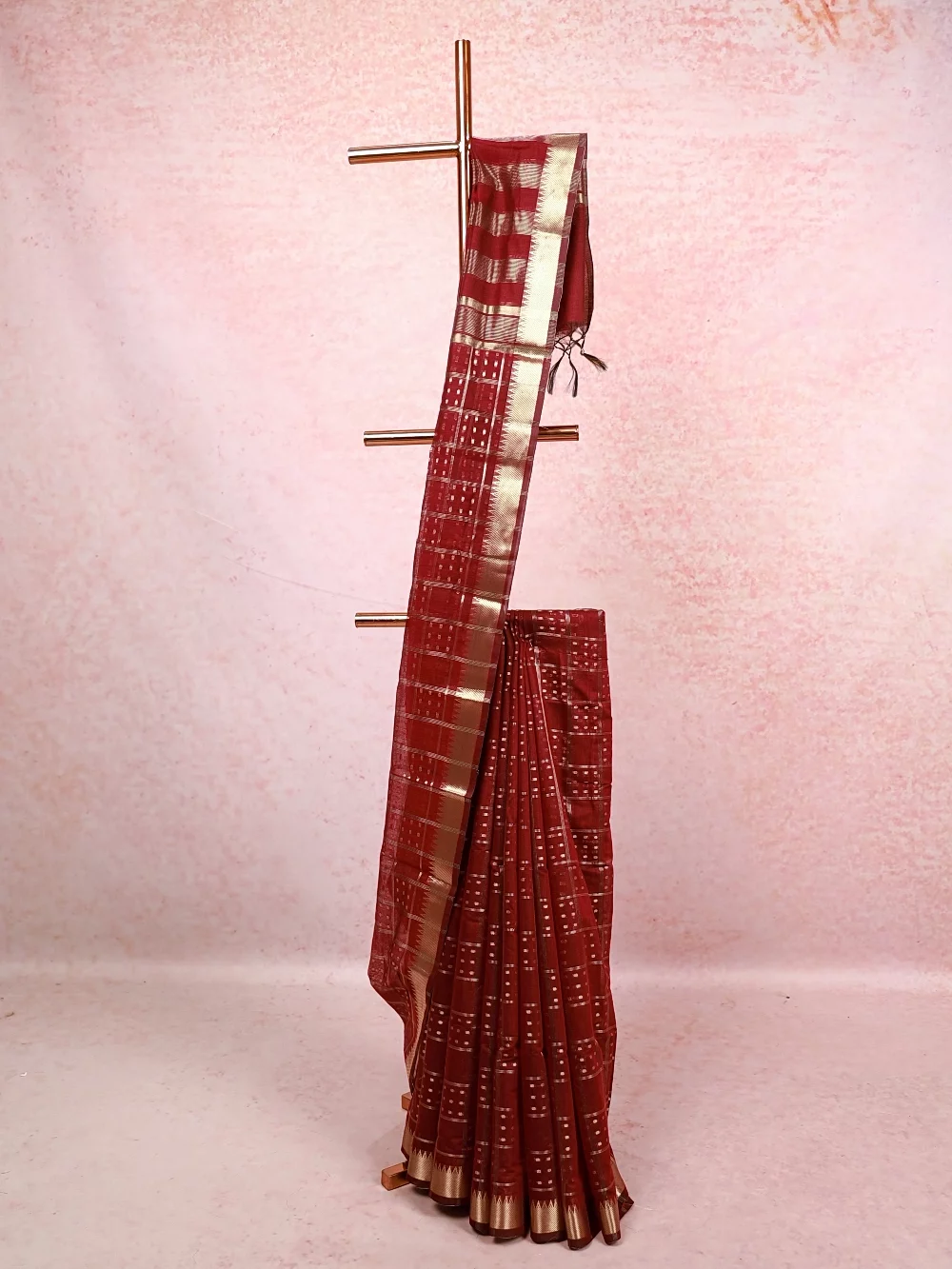 Grape Wine Cotton Silk Saree