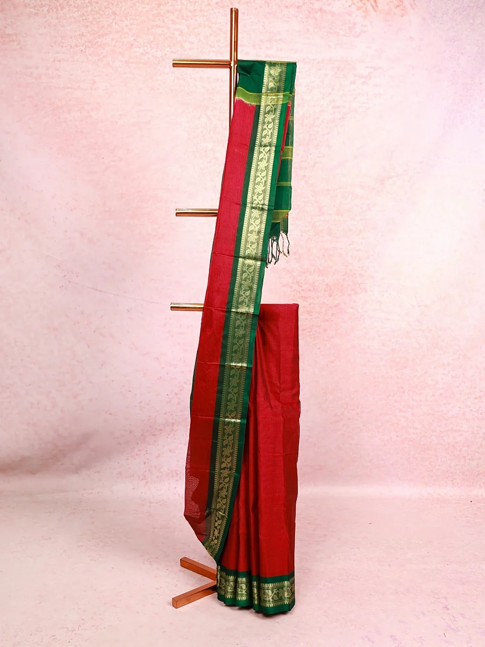 Beet Root Colour Cotton Saree