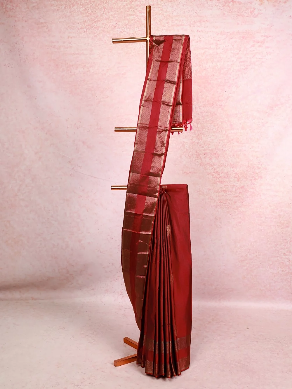 Wine Red Semi Kancheepuram Saree