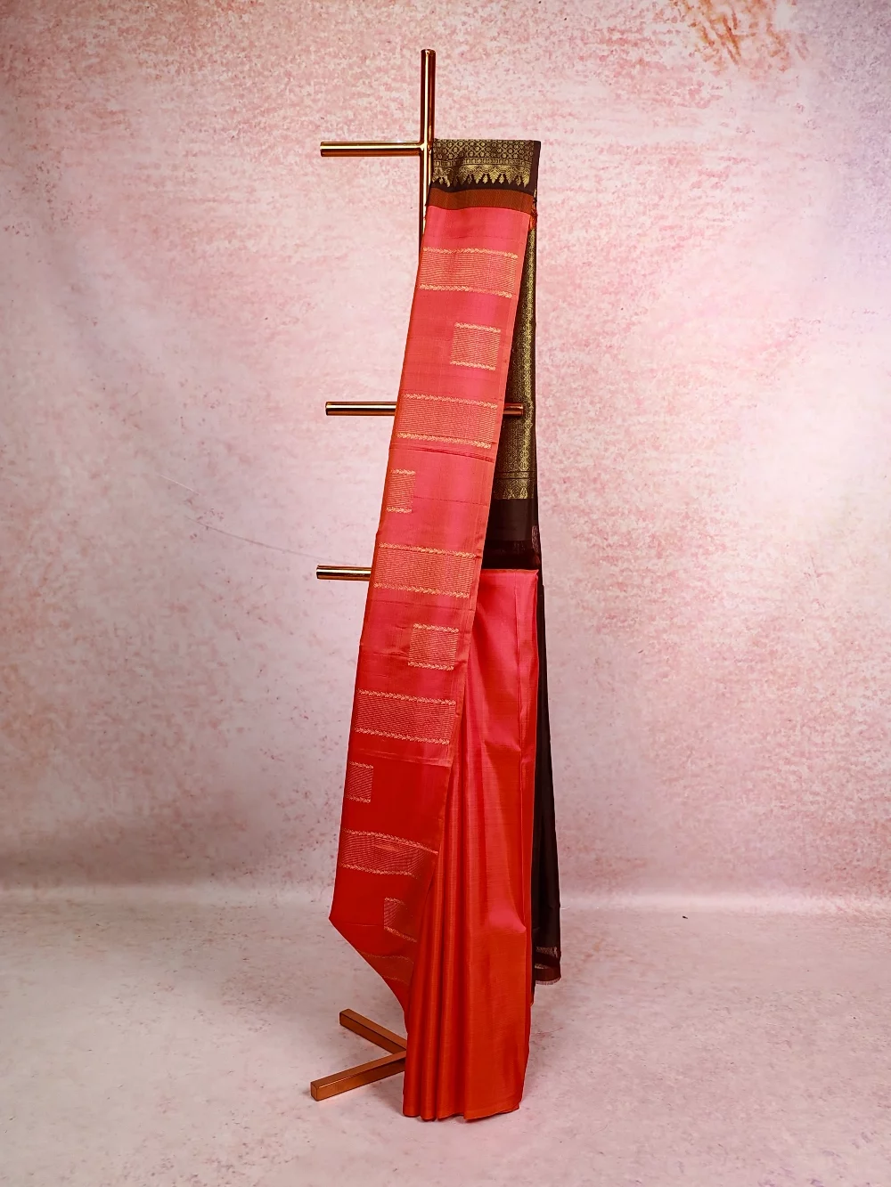 Orange Rani Colour Kancheepuram Silk Saree