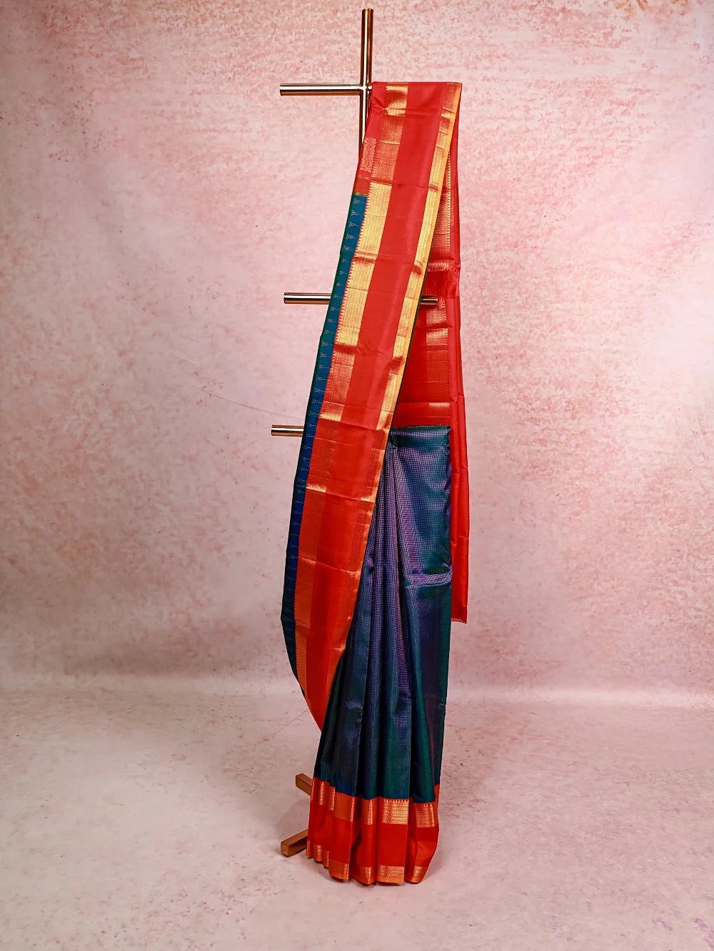 Peacock Blue Kancheepuram Silk Saree