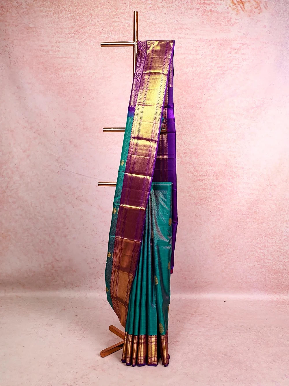 Teal Blue Kancheepuram Silk Saree