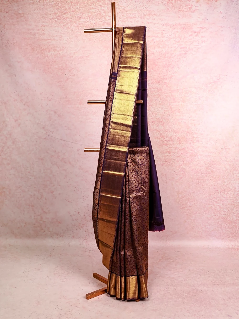 Purple Blue Kancheepuram Silk Saree