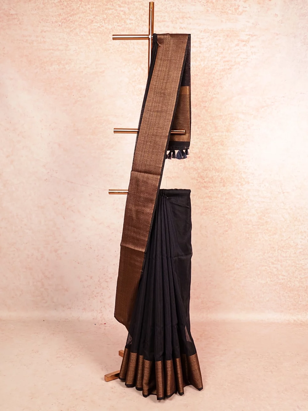 Navy Blue Semi Tussar Saree