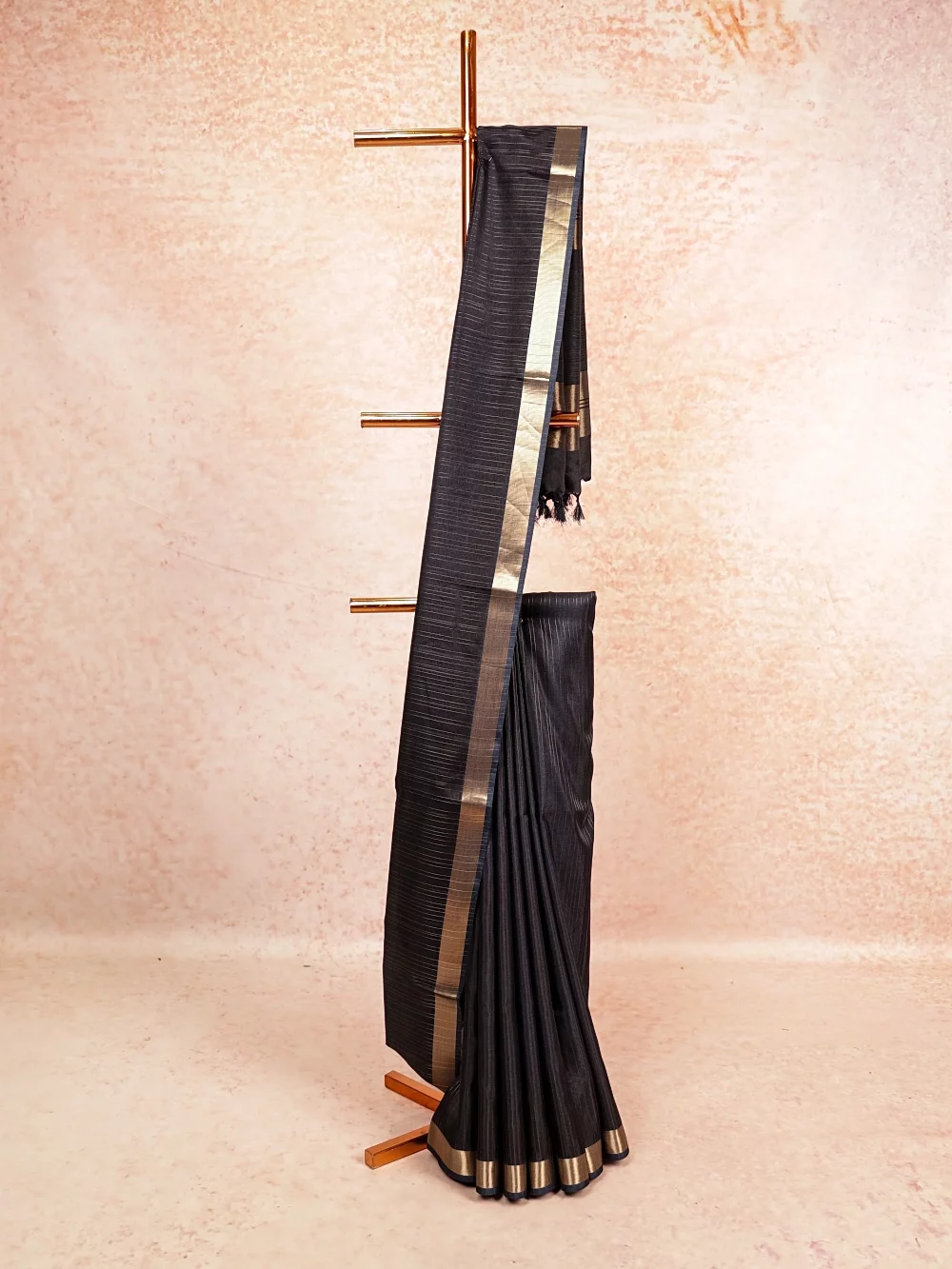 Navy Blue Semi Tussar Saree