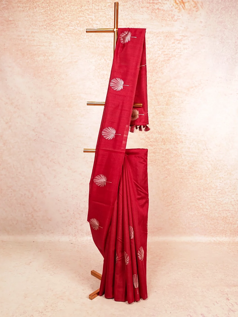 Maroon Semi Jute Saree