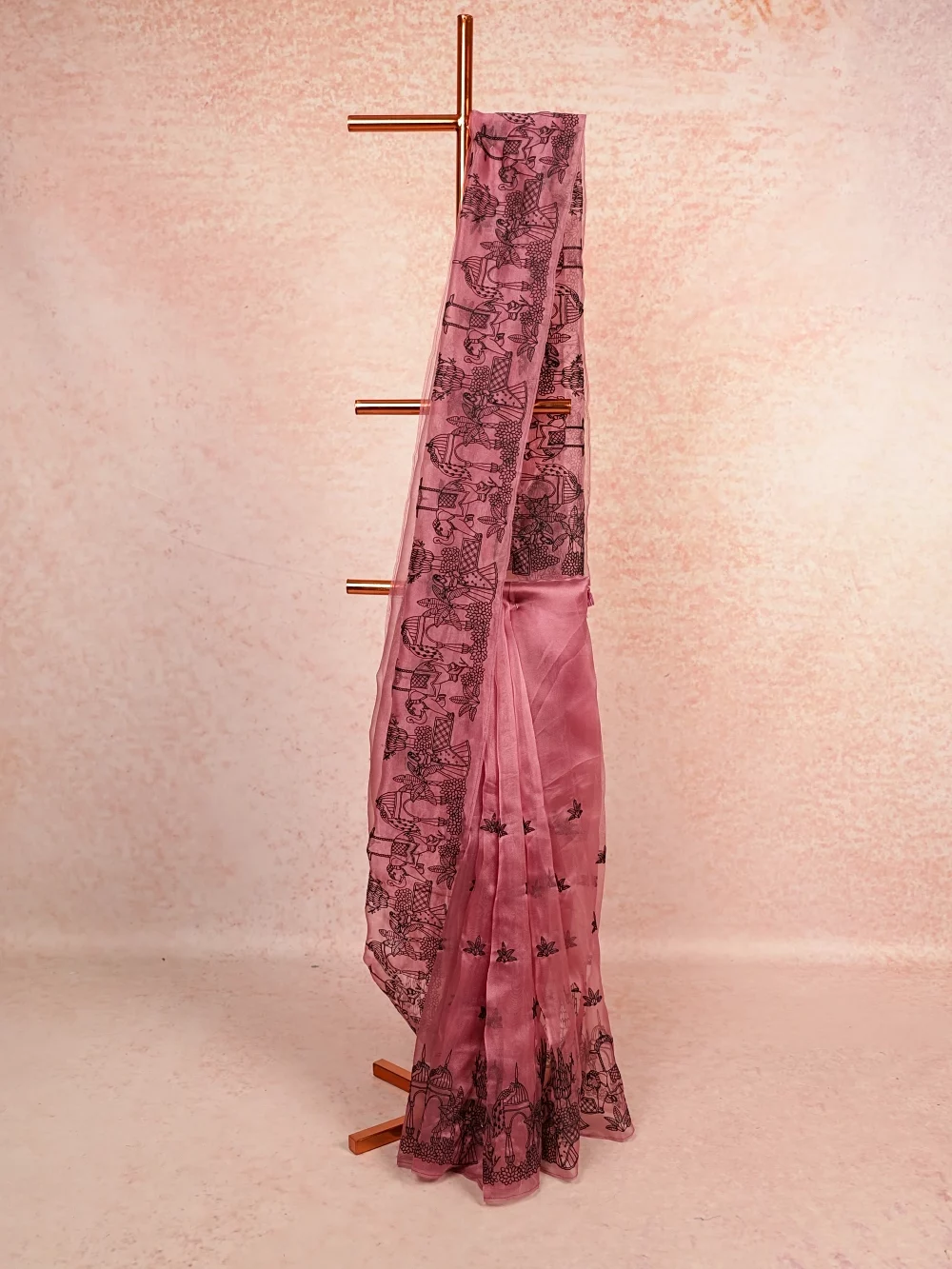 Wine Semi Organza Saree