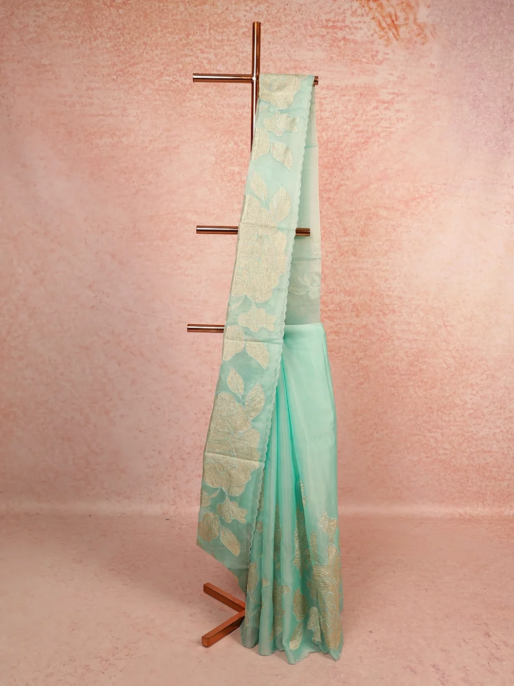 Light Green Semi Organza Saree
