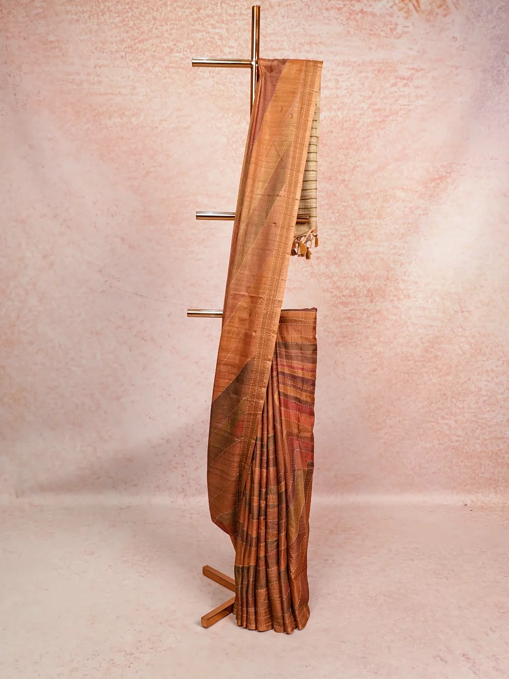 Brick Red Semi Tussar Saree