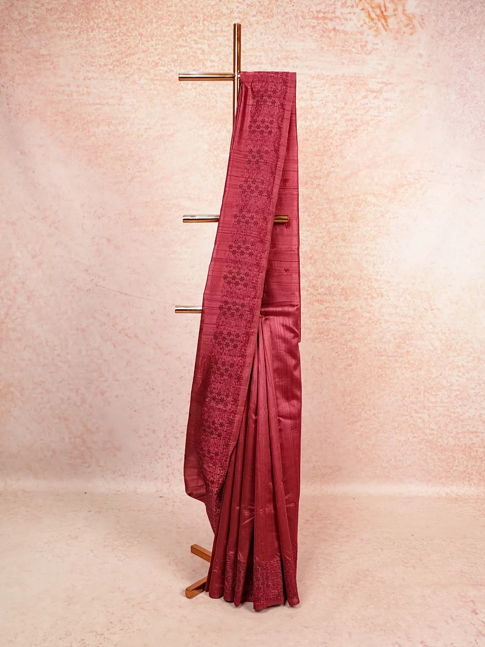 Maroon Semi Tussar Saree