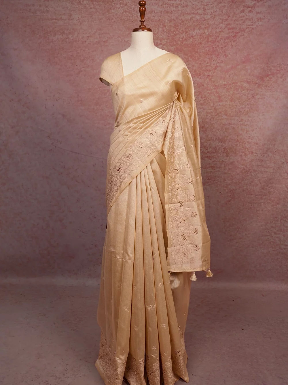 Sandal Colour Semi Jute Saree