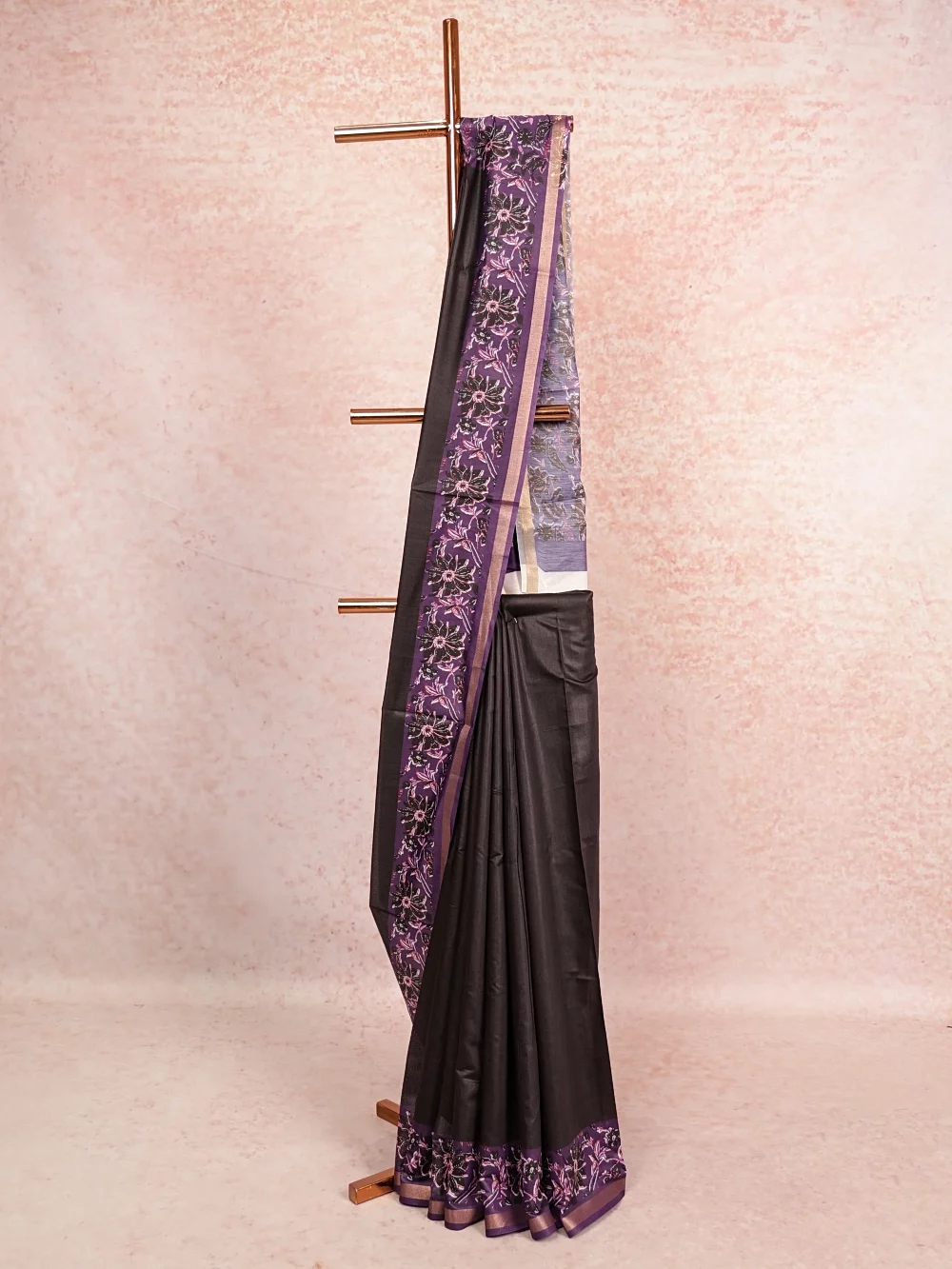 Black Semi Tussar Saree