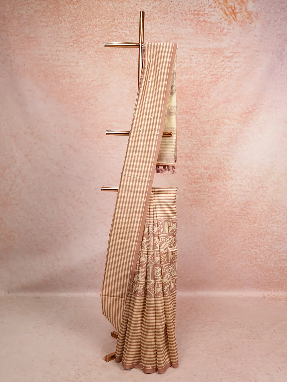 Pastel Pink Semi Tussar Saree