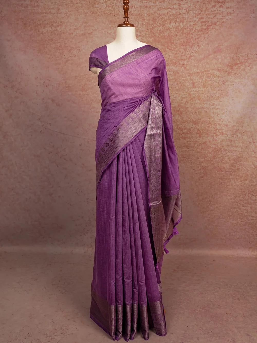 Lavender Semi Jute Saree