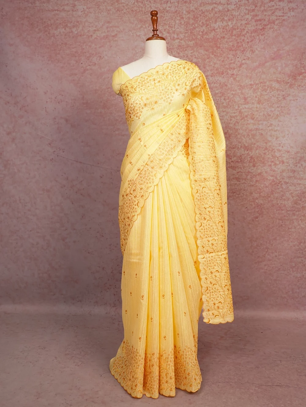 Yellow Semi Jute Saree