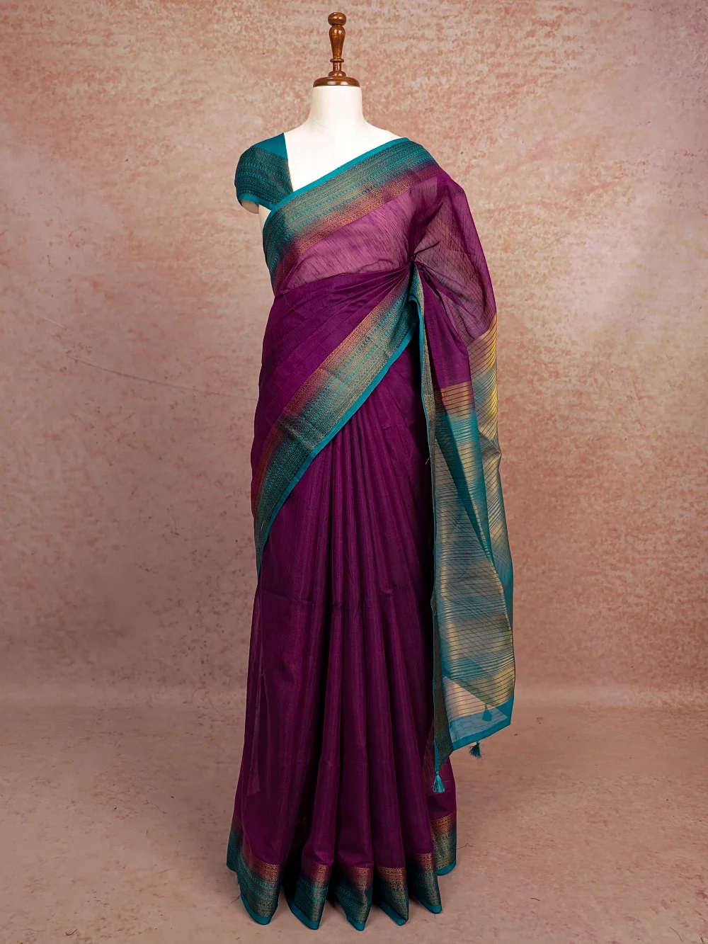 Violet Semi Jute Saree