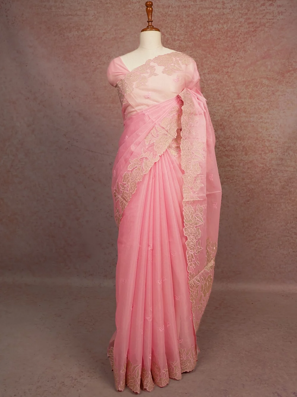 Light Rose Organza Saree