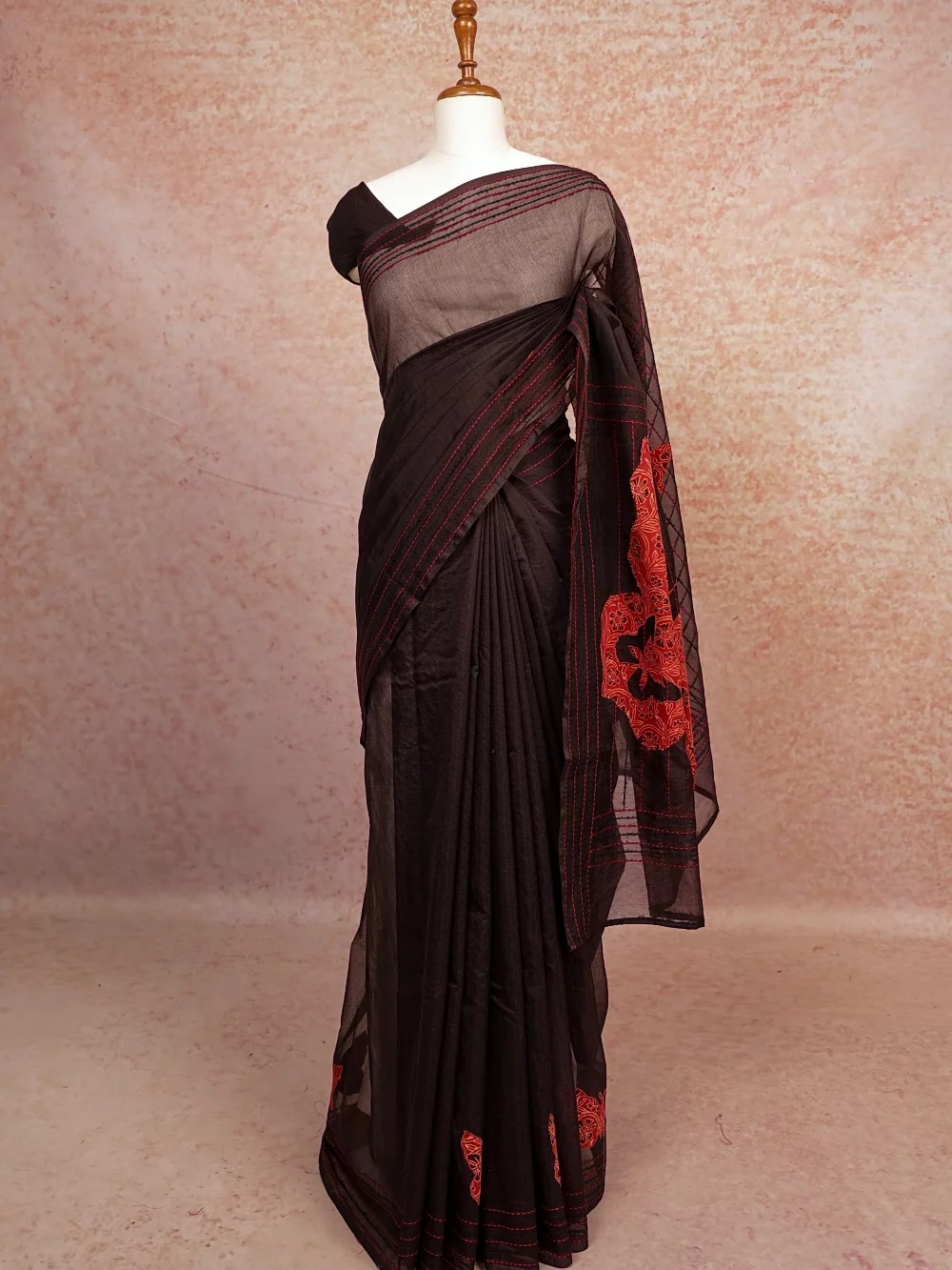 Dark Coffee Brown Silky Kota Saree