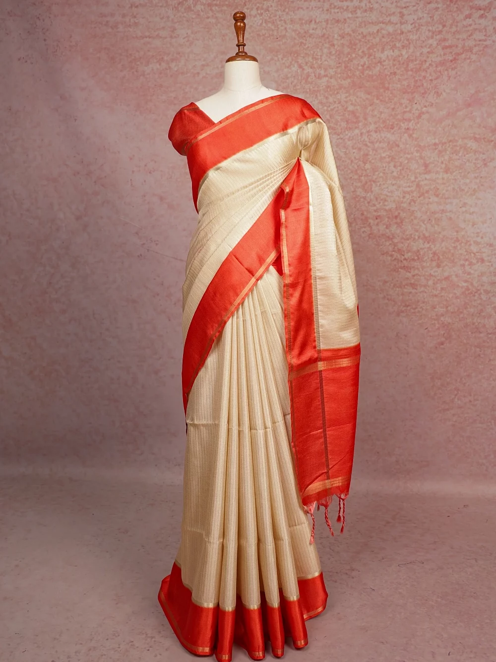 Cream Semi Silk Saree