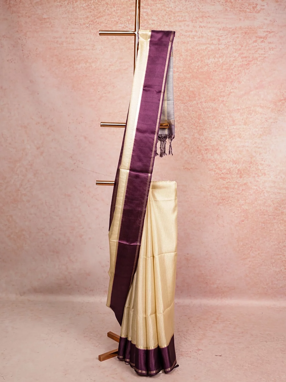 Cream Semi Tussar Saree